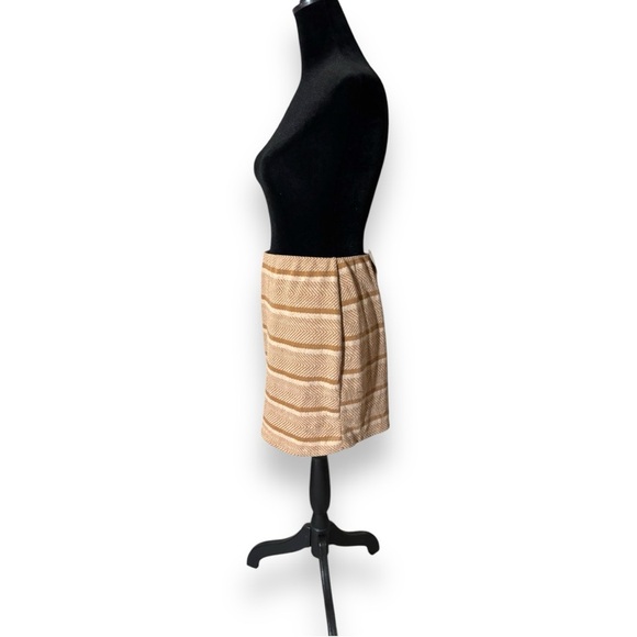 Luca + Grae NWT Bodycon Lined Lg Elastic Waist Woven Nude/Tan Stripe Mini Skirt - Picture 12 of 16
